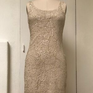 Royal Underground Beige Sequin Cocktail Dress
